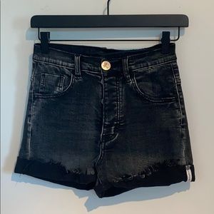 One Teaspoon Harlets Cuffed Denim High Rose Shorts
